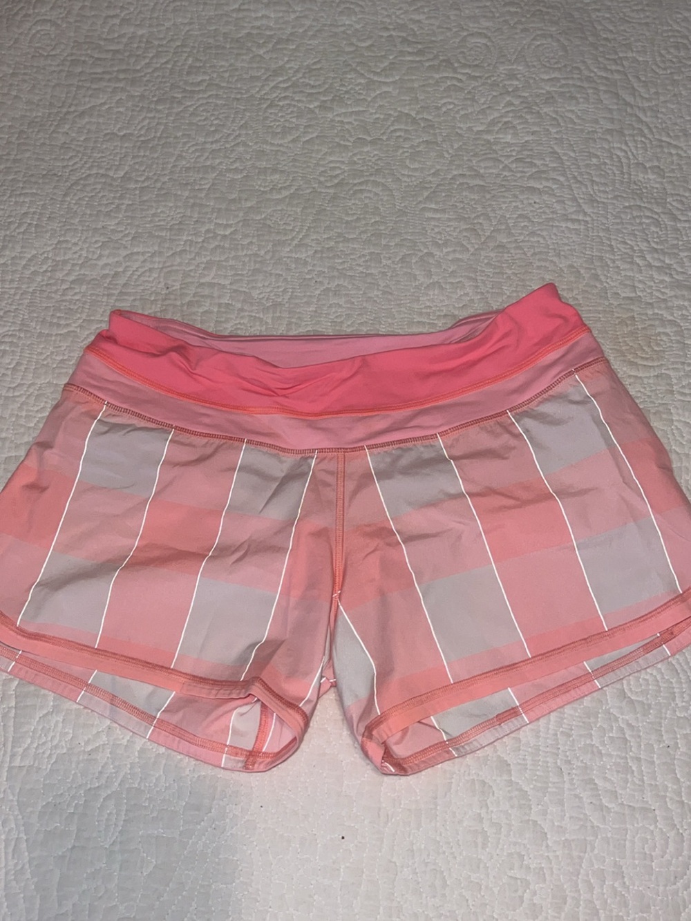lululemon athletica Coral Pink Striped Athletic Shorts